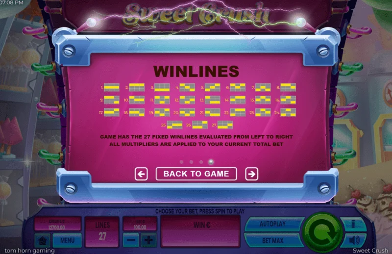Sweet Crush - winning symbol combinations